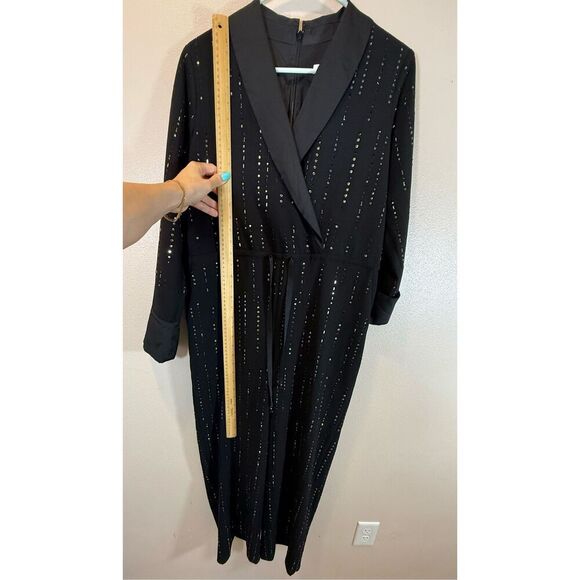 NWT Trina Turk Celebration Beaded Drawstring Black Jumpsuit Romper Women's 0 - Picture 9 of 16